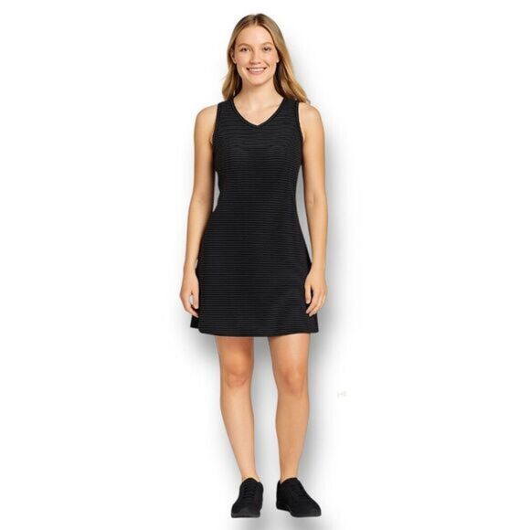 Hi-Tec S Black Gray Ottoman Knit Dress Sleeveless Travel Comfort NWT Athleisure - Picture 1 of 11